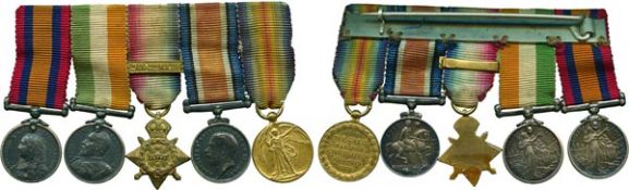 A Boer War and WWI `Mons` Miniature Medal Group of 5, comprising: Queen`s South Africa Medal, 1899-
