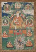 A Sino-Tibetan thangka of the fifth lama, Ngawang Lobsang Gyatso  A Sino-Tibetan thangka of the