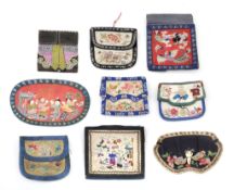 A collection of nine Chinese silk purses, 19th century  A collection of nine Chinese silk purses,