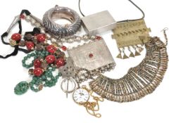 A group of ethnic jewellery, to include: an Omani necklace; an aventurine bead necklace; and other