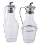 A pair of French glass baluster vinegar bottles, 1838-1972 small article A pair of French glass