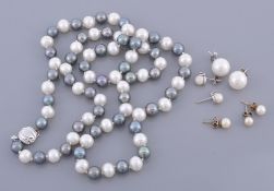 A freshwater cultured pearl necklace, the eighty one slightly graduated 7 A freshwater cultured
