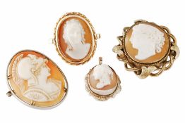 A small collection of shell cameo jewellery A small collection of shell cameo jewellery,