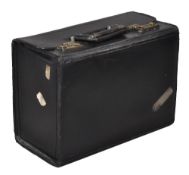 A black leather pilot case, with two inside folder holders, measuring 19 A black leather pilot case