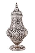 An Indian colonial silver ogee baluster pepper caster by George Gordon & Co An Indian colonial