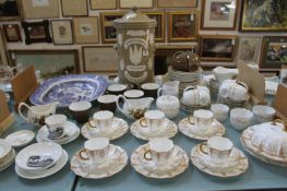 A mixed quantity of ceramics to include a `Thomas J. Evans - Ironmonger Welshpool` stoneware water