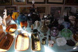 A mixed group of ceramics and glass to include a Poole Pottery vase with `Carter Stabler Adams Ltd`