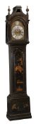 A dark green japanned eight-day longcase clock William Gill, Maidstone, 18th century The five