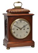 A brass inlaid mahogany bracket clock Unsigned, circa 1900 The five pillar twin fusee gong striking