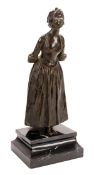 George Van Der Straeten (1856-1928),  a bronze figure of a young lady, in late 18th century dress, d