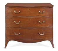 A George III mahogany bowfront chest of drawers, circa 1790, in the manner of Gillows, with three
