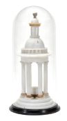 An Italian carved alabaster Grand Tour model of a rotunda, circa 1900, with finial and domed top