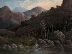 ** Joseph Hitchins (1838-1893), In the Colorado Rockies, Oil on canvasboard, Signed lower right,