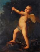 After Baldassarre Franceschini, Cupid with his bow and arrow, Oil on canvas, 54 x 43 cm (21 1/4 x