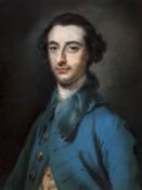 Francis Coates (1726-1770), Portrait of a gentleman in blue coat, Pastel, Signed centre left, 59 x 4