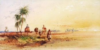 Thomas Hartley Cromek (1809-1873), On the road to Thebes, Watercolour, 17 x 33 cm (6 3/4 x 13 in). P