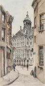 DDS. Jan den Hengst (1904-1983), Queen?s Palace, Amsterdam, Watercolour over charcoal, Signed