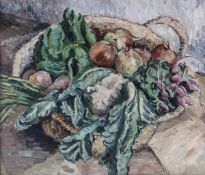 DDS. Eric O?Dea (20th century), Still life in a basket, Oil on canvas, 47 x 56 cm (18 1/2 x 22 in)