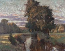 Richard Kaiser (1868-1941), Wooded landscape with stream, Oil on canvas, Signed lower left and