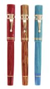Visconti, Caravel, a limited edition set of three celluloid fountain pens, released 1992,