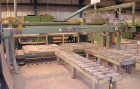 Gabbiani cutting and sizing line comprising; elevating roller feed infeed system with finger tip