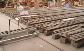 Eighteen runs of various gravity roller conveyors, each up to approx. 500mm wide and 14m long with