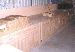 Large 4 - section workbench, approx. 6.8m overall (4 x 1.7m) (Please Note - Lift out charge plus VAT