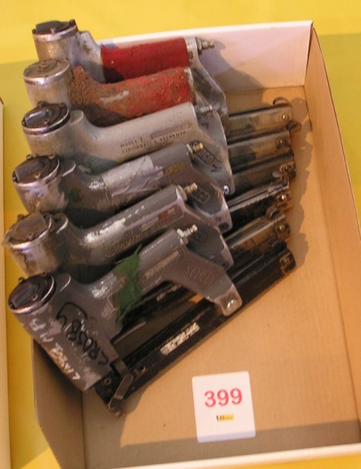 Six Senco pneumatic staple guns, model: L (Please note this lot must be removed between Mon 24th and