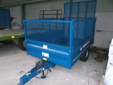 AS Marston CM 2.5 drop sided tipping trailer with wire extensions and special order tailgate.