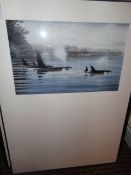 Framed print of Whales 650 x 900mm & framed print of snow & trees 730 x 1000mm