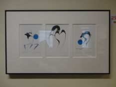 Issac Bignell print of three prints 'cariboo spirit' ' loon dance II' 'wolf spirit' 670 x 400mm