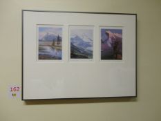 Framed print of 3 mountain scenes Tony Wypkema 'mount rundle' R D Holt 'an alpine poem' & R D