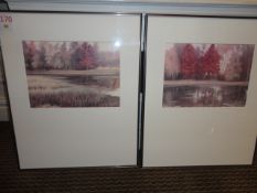 Two framed 'landscape scene' prints both 660 x 810mm