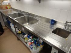 Stainless Steel double sink unit with Erator model 75 waste disposal unit (Please note that this lot