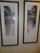 Two Brent Heighton framed prints 'at rest' & 'off shore' 360 x 910mm