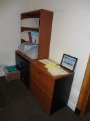 Contents of room 134 to include cherry wood effect workstation, cherry wood effect lateral filing