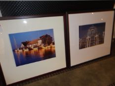 Two framed photos of 'Victoria Wharf' & 'City Building' both 580 x 550mm