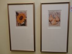 Two framed prints 'fruit' & 'flower' both 330 x 600mm