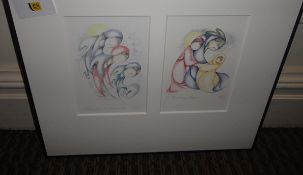 Odjig framed print of 2 prints 'flower in the wind' & 'a new day begins'