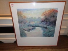 Framed Hoist print of a waterway 1240 x 1260mm