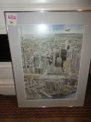 Framed print by Gearald Paraghamain 'aerial view of city' 610 800mm