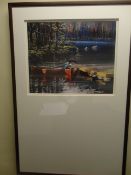 Two framed prints 'lake' & 'river'