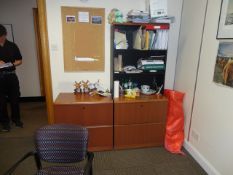 Contents of room 133 to include cherry wood effect workstation, cherry wood effect lateral filing