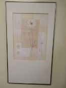 Two framed prints of flowers 540 x 970mm