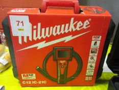 Milwaukee C12 1C-21C flexible head inspection camera with two lithium-ion batteries and charger