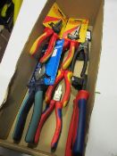 Nine pairs assorted pliers and cutters