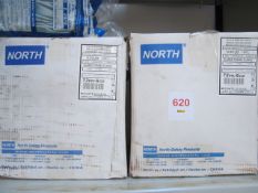Two boxes North Strongoflex single dipped coated gloves, seventy-two pairs per box
