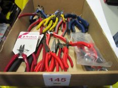 Quantity of assorted pliers and strippers - approximately twenty-seven pieces