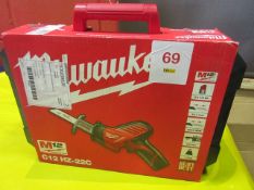 Milwaukee C12HZ-22C lithium-ion reciprocal saw with two batteries and charger