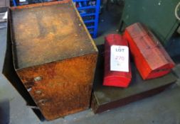 Three assorted engineer's tool boxes, cabinet and open front rack (located at The Sidings, Station